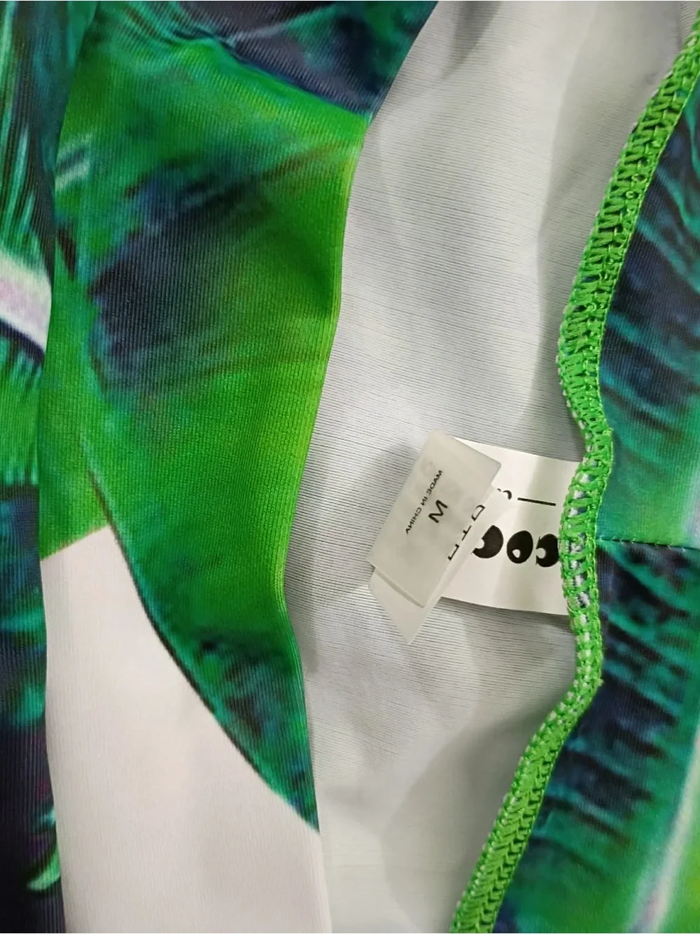 COCOSHIP Green Leaf Print High Waisted Bikini Set